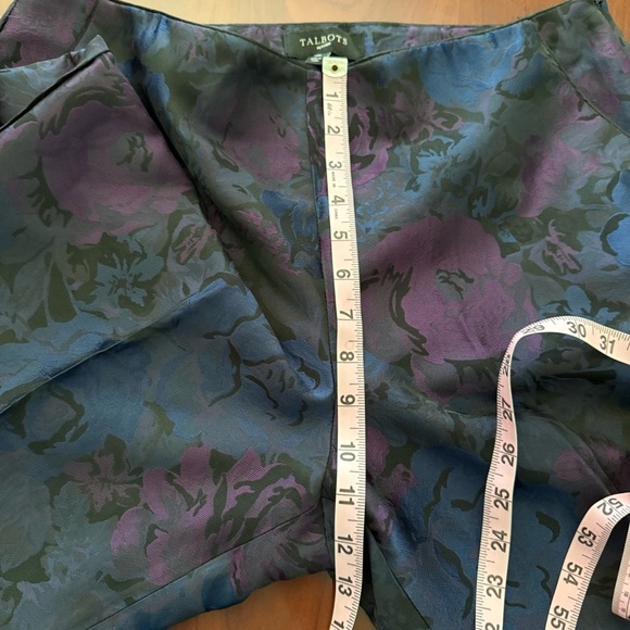 NWT Talbots Cocktail Pants Floral Jacquard Cropped Flat Front Evening Size 12P - Picture 9 of 15